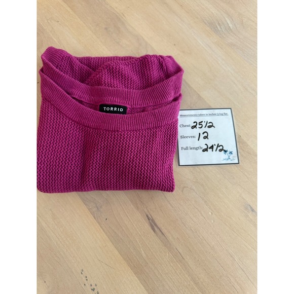 Torrid Knit Top Size 2 pink Short Sleeve Oversized Pullover Sweater - Picture 8 of 8